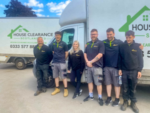 The House Clearance Scotland Ltd team outside after a eco-friendly house clearance in Edinburgh,Scotland